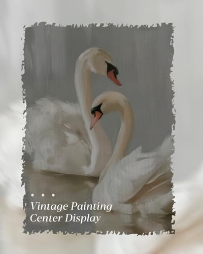 Image of HUARCEY Gold Framed Vintage Wall Art for Living Room, Animals Painting Prints Shelf Decor for Kitchen, Aesthetic Bedroom Wall Art, Best Gifts for Friends or Family - Two Swans 16L x 12W