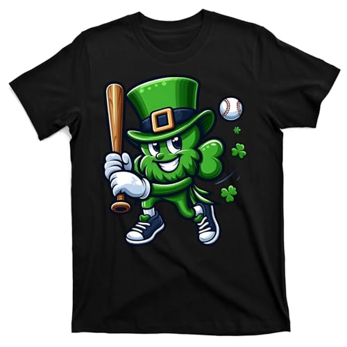 UR ANMEI Shamrock Baseball Funny St Patricks Day T-Shirt Black 3XL