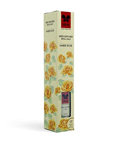 Iris Ohyama Amber Rose Fragrance Reed Diffuser Refill Pack With 100Ml Diffuser Oil And 16 Reeds Of 10 Inch.