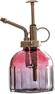 Eidoct Glass Plant Mister Spray Bottle, 6.3" Tall Vintage Plant Spritzer with Bronze Plastic Top Pump, Glass Small Watering Can for Indoor Potted Plant, Outdoor Garden, Plants (Grey Red Gradient)