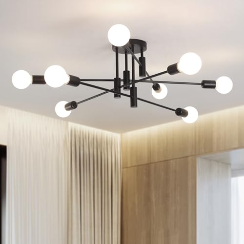 JIINOO Lampadario Lampada a sospensione moderna regolabile in altezza 8 luci Lampadario a staffa...