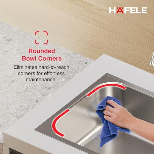 Image of Hafele Astral 2418 Stainless Steel Single Bowl Kitchen Sink | 24x18 Inches | 304 Grade Steel | Satin Finish | Compact & Durable Kitchen Sink