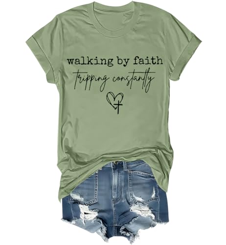 Walking by Faith Tripping Constantly T Shirt Funny Christian Faith Bible T-Shirt Unisex