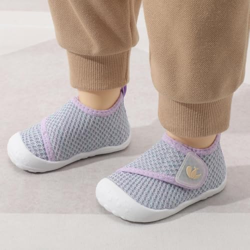 Image of FEETCITY Baby First Walking Shoes Wide Baby Shoes Infant Sneakers Newborn Crib Shoe Barefoot Lightweight Slip On Shoe