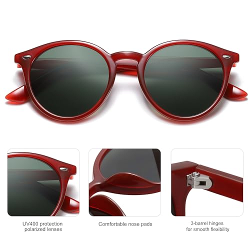 Image of SOJOS Retro Round Polarized Sunglasses for Women Men Classic Vintage Sunnies SJ2069