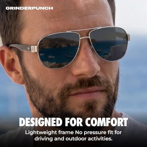 Image of grinderPUNCH Polarized Aviator Sunglasses Men Women Retro Vintage Square Pilot Sun Glasses UV400 Protection