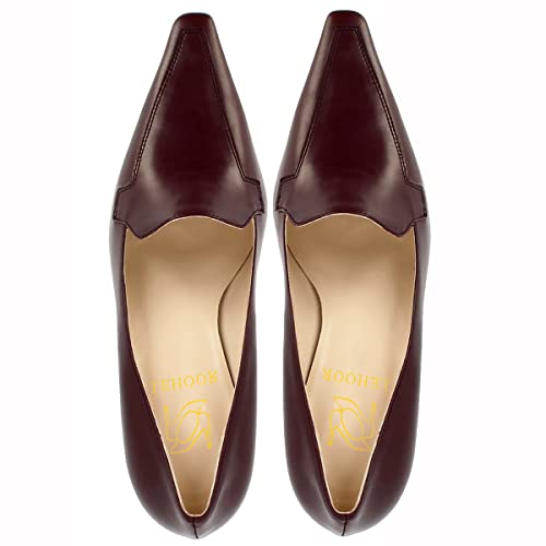 Image of LEHOOR Women Vintage Chunky Block Heel Pumps Shoes Square Pointed Toe Slip On Formal Office Work Business Loafers Shoes Suede Snakeskin Cone Heel Oxford Shoe Ladies Professional Chic Fall 4-11 M US