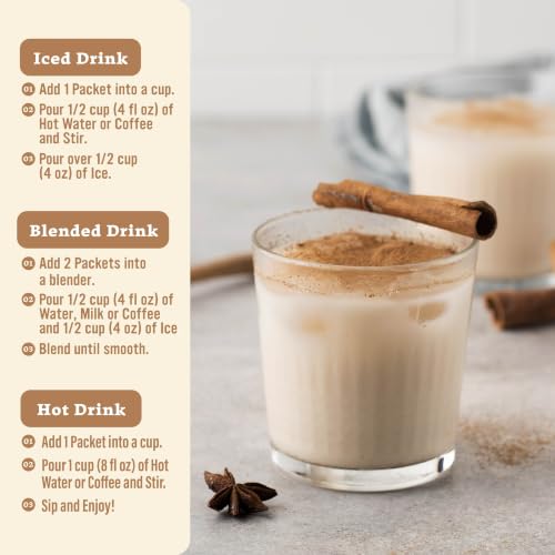 Image of The Frozen Bean Horchata Coffee Frappe & Latte Instant Mix (10 Sticks), Made with Arabica Coffee, Double Shot Caffeine, Low Sugar & Premium Ingredients, Hot, Iced, or Blended Drinks