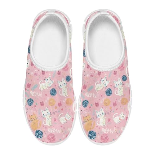 TODIYADDU Graphic Girls Sneakers Kids Breathable Mesh Shoes Lightweight Casual Tennis Running Athletic Sneaker, White