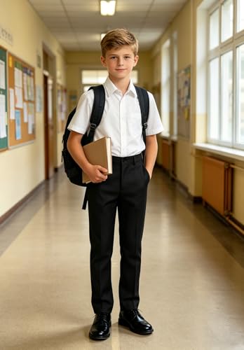 Image of DHTS Boys Dress Pants (Size 2-20 Years) Slim Fit Uniform Pants for Toddler & Teens
