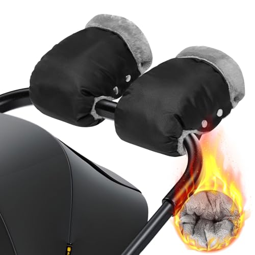 Image of 1 Pair Baby Stroller Gloves,Stroller Hand Muff Warm Gloves,Extra Thick Warm Waterproof Anti-Freeze Gloves for Parents Caregivers Carriage Handmuffs Stroller Accessories