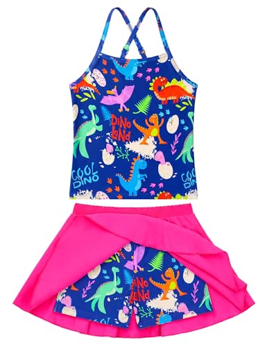 Image of Girls Bathing Suit with Skirt One Shoulder Ruffle Quick Dry Swimsuits Multicolor Sleeveless Swimwear
