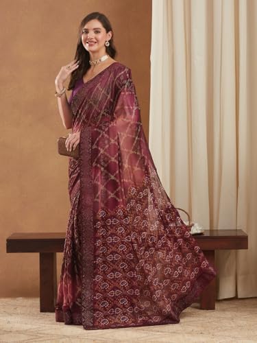 Image of Women's Banarasi Silk With Jacquard Print Saree With Blouse