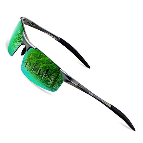 Image of RONSOU Mens Sunglasses Polarized Sport UV Protection Ultralight Al Mg Sunglasses for Men Fishing Driving Golf