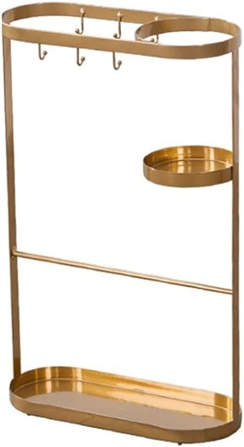Soporte dorado de secado rápido para paraguas, con bandeja de goteo y ganchos, soporte portátil para paraguas, para el hogar, sala de estar, entrada