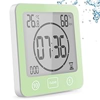 YiChZhe Badezimmer Wecker Badewannentimer‌,Wasserfest Digitale Badezimmeruhr, Baduhr Duschtimer mit Hygrometer und Thermometer,LCD-Display,Countdown Timer,für Dusche, Küche,Familienalltag-Grün