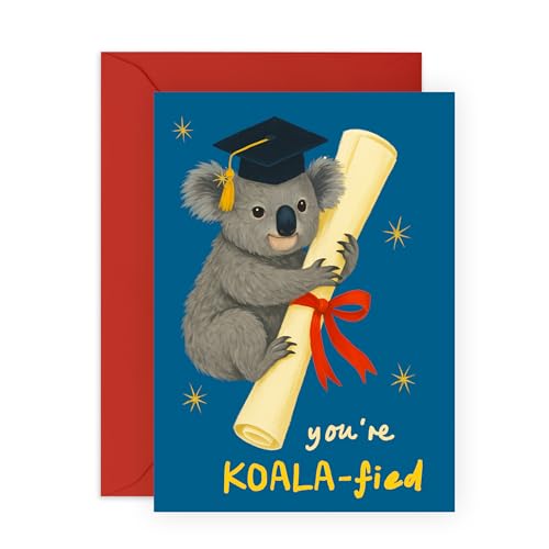 Funny Graduation Card – You’re KOALA-fied! – Cute Congratulations Card for Him, Her, Niece, Nephew, Cousin, Friend, Brother, Sister, Son, Daughter –Primary, Secondary or College -Comes with Stickers
