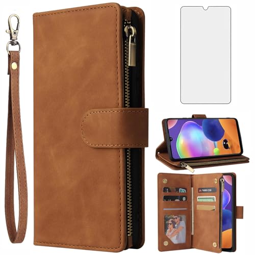 Protection Samsung Galaxy A31 avec coque portefeuille rabat porte-carte et verre trempé
