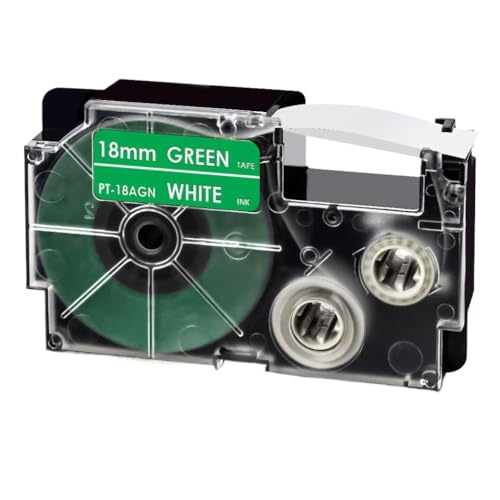 �݊����̂��郉�x���e�[�vXr 18ms on Red for Printer 18mm x 8m works with KL 120 750 170 130 200E 300(White on Green)