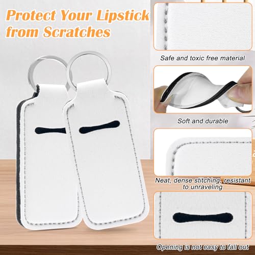 Image of 60Pcs Sublimation Keychain Blanks Holder, Sublimation Blank Lipstick Holder, DIY Bulk Neoprenewith 20Pcs Keychain and 40Pcs Colored Tassels
