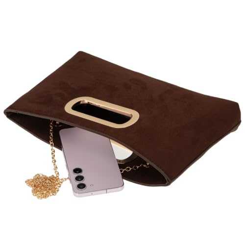 Image of Top Handle Faux Suede Clutch
