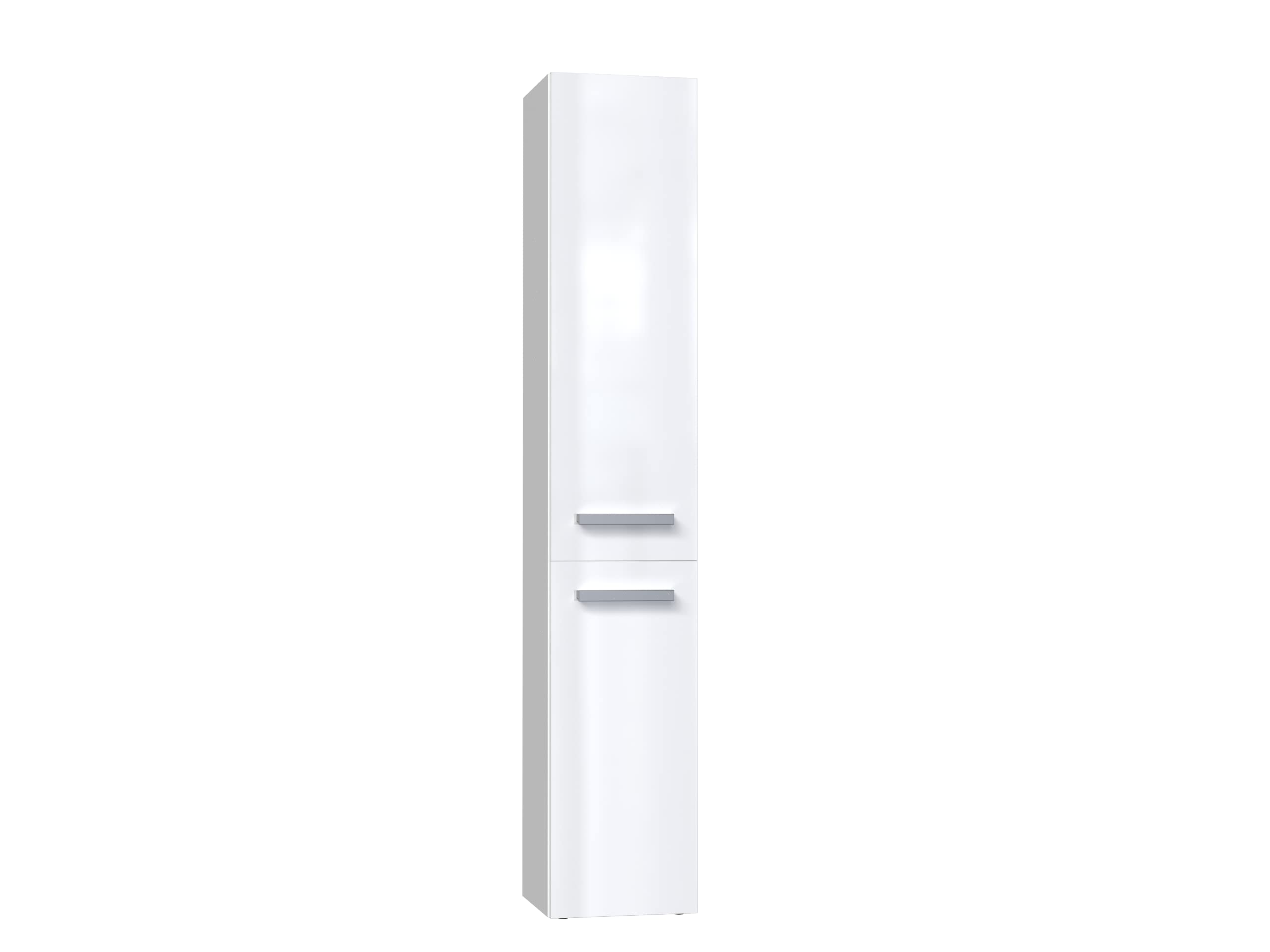 CDF Tall Bathroom Cabinet Slim Bathroom Storage Cabinet Freestanding Narrow Storage Unit 2 Doors 5 Shelves Closed Compartments for Small Spaces without Laundry Basket Glossy White 30x31x174 cm