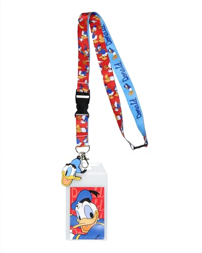 Disney Classic Donald Duck Reversible Lanyard with Clear ID Badge Holder and 2