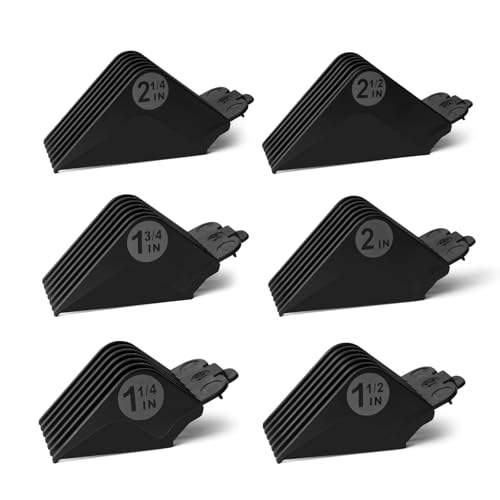 Clipper Guards Set 10 12 14 16 18 20 Compatible with Most Wahl Clippers Clipper Guides Replacement - 1.25 to 2.5 6 Piece Set Black Color