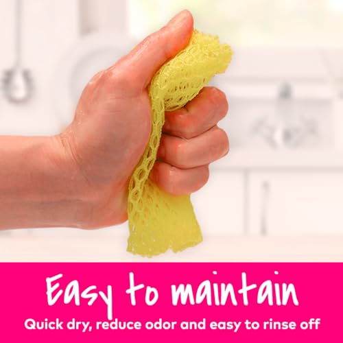 Image of Scotch-Brite Non-Scratch Mesh Net Scrubber for Dishes & Cookware | Quick-Dry 3-Ply Durable Cleaning Mesh | Safe for Non-Stick Pans & Kitchen Surfaces | Color May Vary (Pink /Yellow),1 Unit