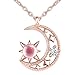 CPSLOVE Collar colgante de estrella luna, Collar de niña mujer, colgante de plata de ley 925, collar de cristal, circón con incrustaciones, Cadena ajustable
