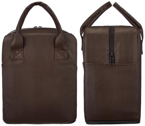 Image of Amazon Basics Artificial Leather Medium Lunch Bag | Leakproof, Stylish & Organized for Office, School, College & Travel