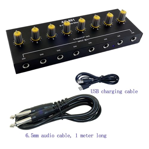 Supresor de retroalimentación para micrófono, desplazador de frecuencia 8 entradas y 1 salida, interfaz USB-C, batería de 500 mAh, para actuaciones en vivo, conferencias, sistemas PA y karaoke miniatura 7