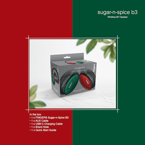 Image of FINGERS Sugar-n-Spice B3 Wireless On-Ear Headset (Contrasting Colour Earcups, India's First - TWS Dual Headphone Pairing Technology, 12-Hour Playtime, Bluetooth | FM | MicroSD | AUX, Make in India)