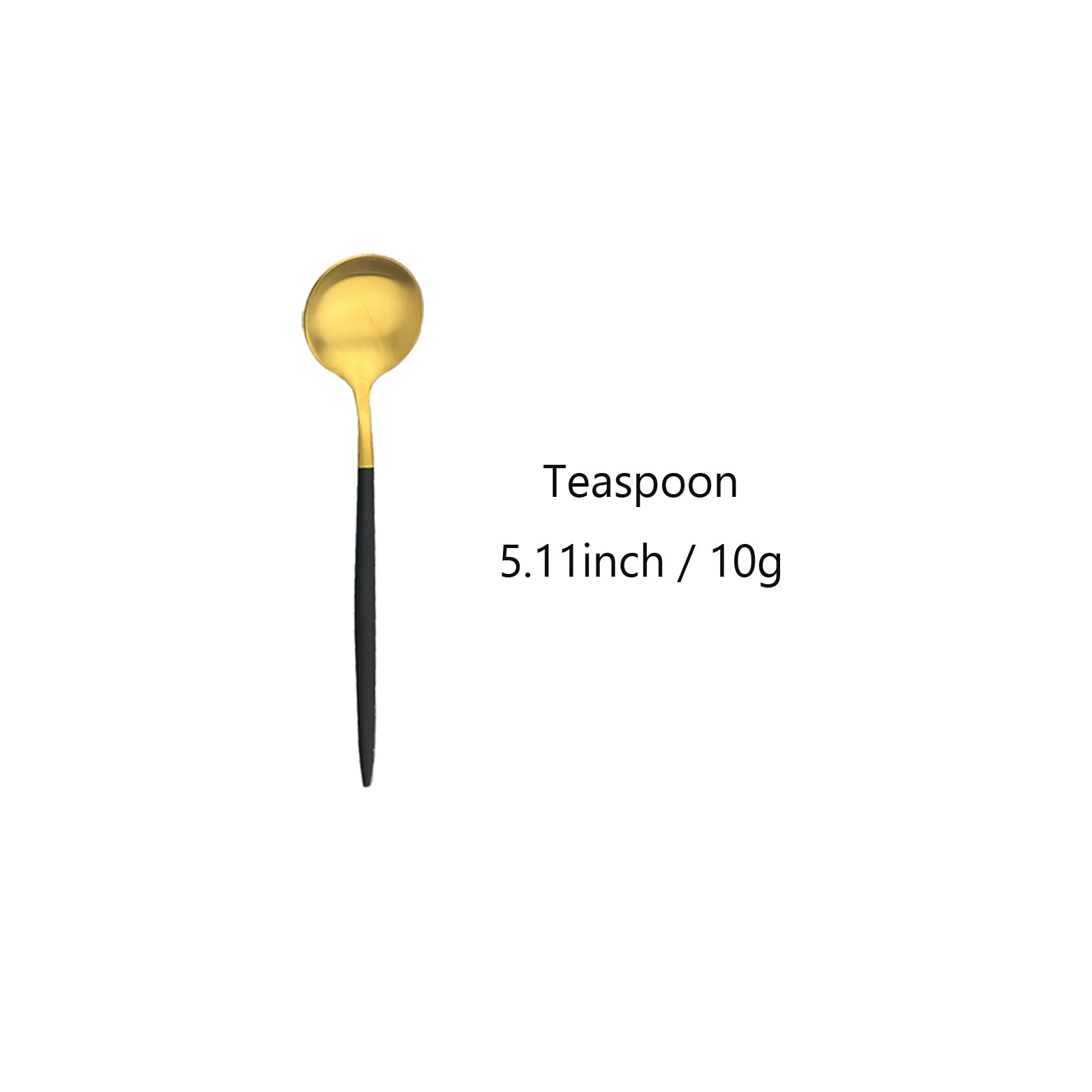 Snplowum 8-Piece Matte Black & Gold Teaspoon, 5.11 Inch Stainless Steel Coffee Spoon Set Ice Cream Small Spoon