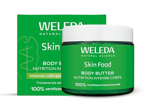 WELEDA Bio Skin Food Body Butter - vegane Naturkosmetik Körperbutter mit Sheabutter & Kakaobutter. Unisex Körperpflege Creme für Frauen & Männer zur Hautpflege von trockener & rauer Haut (1x 150ml)