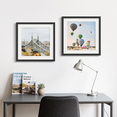 Picrit 20x20 Picture Frame 3 Pack, Black Poster Frame, Display Poster 16 x 16 with Mat or 20 x 20 without Mat for Horizontal or Vertical Wall Mounting