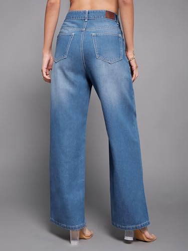 Image of Miss Chase Women's Skinny Fit High Rise Regular Length Stretchable Denim Jeans (MCSS25DEN66-72-553-36, Yonder Blue, 36)