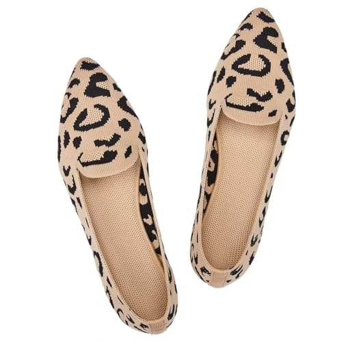 Image of Frank Mully Women's Casual Loafer Flats Slip On Loafer Shoes Comfortable Knit Flat Shoes Classics Pointy Toe Loafer Flats,for Work,Travel