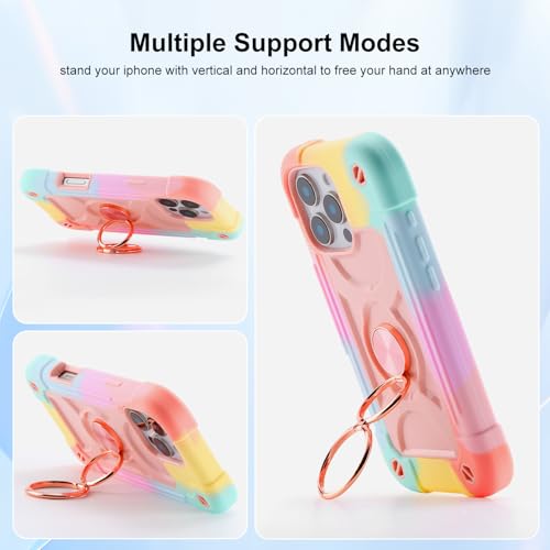 Image of MARKILL Plastic, Silicone Compatible with iPhone 16 Pro Max Case 6.9 Inch with Ring Stand, Heavy-Duty Military Grade Shockproof Case Phone Kids Cover For iPhone 16 Pro Max