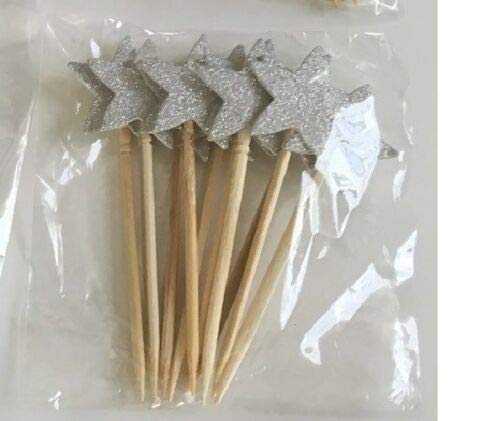 HoitoDeals Glitter Stars Cupcake Toppers Picks For Party Cake Birthday Celebration Decor Item