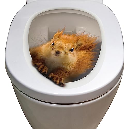NGUMMS 3D Toilet Decals,Squirrel Toilet Sticker Animal PVC Sticker, Waterproof Funny WC Stickers 3D Wall Sticker Removable Art Murals, Funny Home Bathroom Seat Decor
