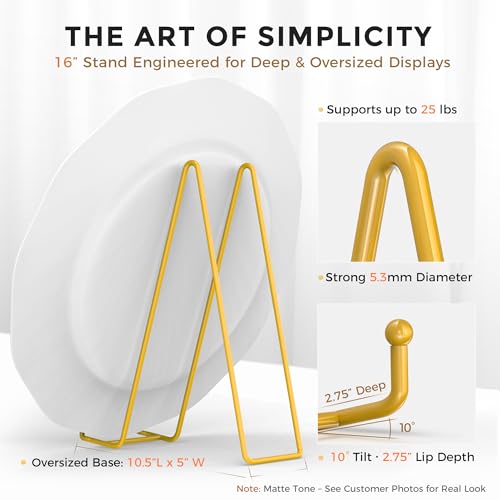 Image of TR-LIFE 16 Inch Gold Metal Plate Stand (2 Pack) - Heavy Duty Display Stand for Extra-Large Plates, Frames, Platters and Art