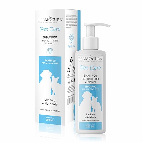Dermocura Shampoo per Cani Cute Sensibile e Dermatite con Azione Anti-Prurito - Shampoo Cani e Gatti Nutre in Profondità | Elimina Cattivi Odori e Lascia Profumazione gradevole e duratura 200 ml