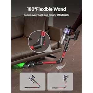 Ultenic Cordless Vacuum Cleaner 550W50Kpa 60Mins Runtime Stick Vacuum Cordless Rechargeable with 180Bendable Wand Anti Tangle Brush Vacuum Cleaners for HomePet HairCarpetFloor U16