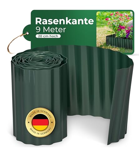 Novatool Beetumrandung 20 cm hoch I 9 Meter I Grün I Beeteinfassung Gießrand Begrenzung Garten Rasenkante Kunststoff Beeteingrenzung Rasenbegrenzung Rasenumrandungen Beetumrandungen