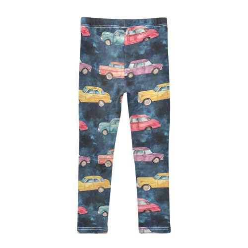Retro Cars Girls Leggings,Workout Leggings for Girls Toddler Athletic Legging Size for 3-10T2