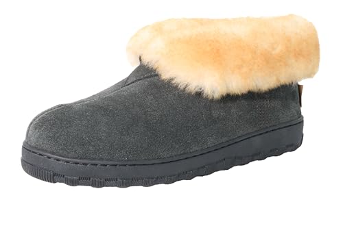 Men's Slippers Cozy Boot,Suede leather Upper Sheepskin Collar & Shearling lined,Memory Foam,Indoor/Outdoor,Warm Loafer Shoes