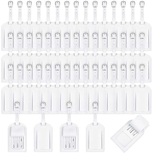 Étiquettes de bagage en cuir lot de 50 avec porte-adresse blanc pour valises