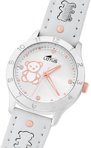 LOTUS Analoge Kinderhorloge voor Meisjes met Witte Leren
