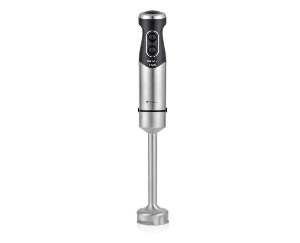 HAEGER Titan – Hand Blender 1100W, 2 Switches, Turbo Function, Stainless Steel Stand 22 cm, Titanium Blade 5.4 cm